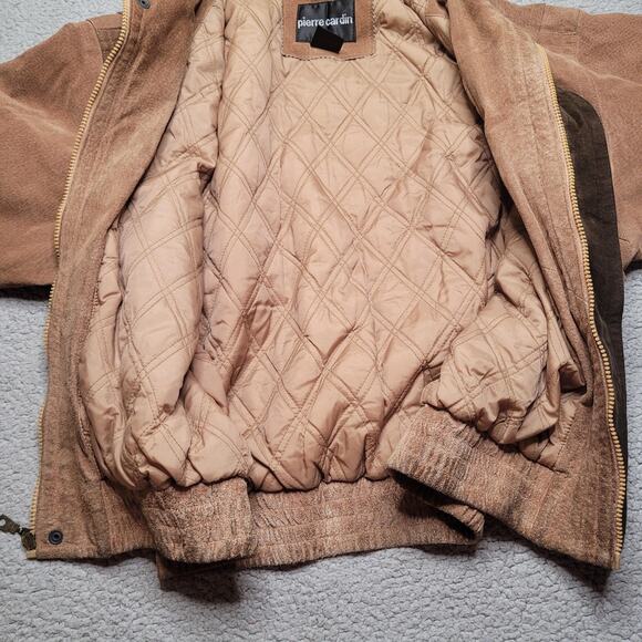 Vintage Pierre Cardin Jacket Mens Large Brown Suede Leather Bomber 90s Classic - Picture 10 of 10